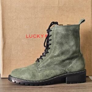 Lucky Brand Women's Combat Style Suede  Boots Size 7.5 Olive NWT
